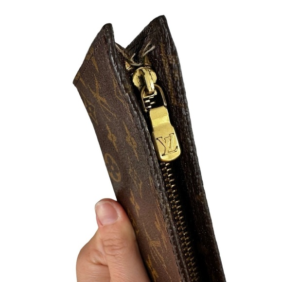 Authentic Louis Vuitton Brown Monogram Leather Toiletry Cosmetic Pouch Bag Case - Picture 5 of 13